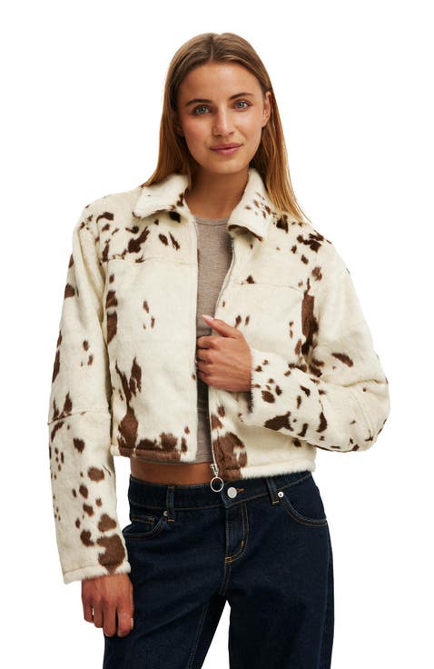 Women's Cow Faux Fur Jacket