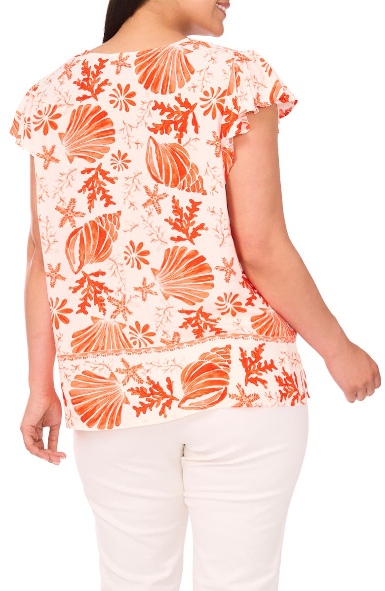 Vince Camuto Printed V-Neck Top, Alternate, color, Radiant Red Shell