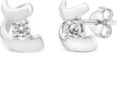 Haus of Brilliance Silver Round Diamond Fashion Earrings