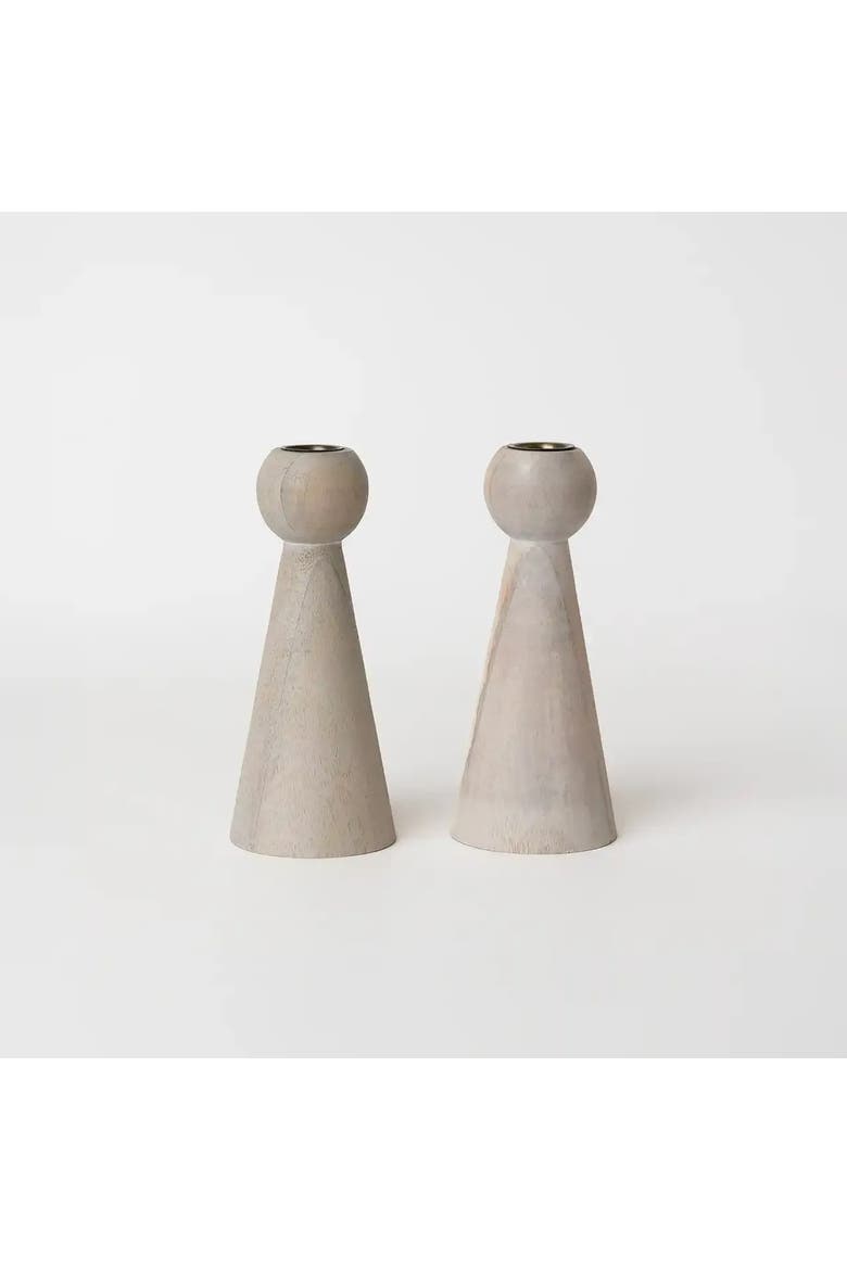 Bleached Taper Candle Holder, Alternate, color, Whitewash