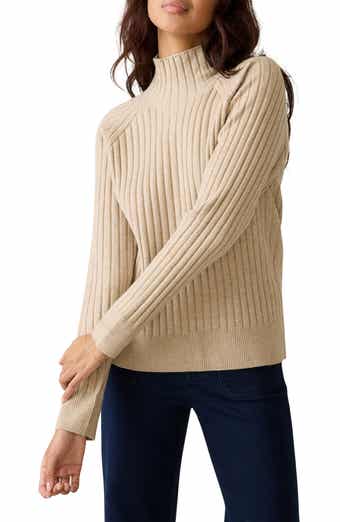 Faherty Jackson Mock Neck Cotton Blend Rib Sweater