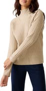 Faherty Jackson Mock Neck Cotton Blend Rib Sweater