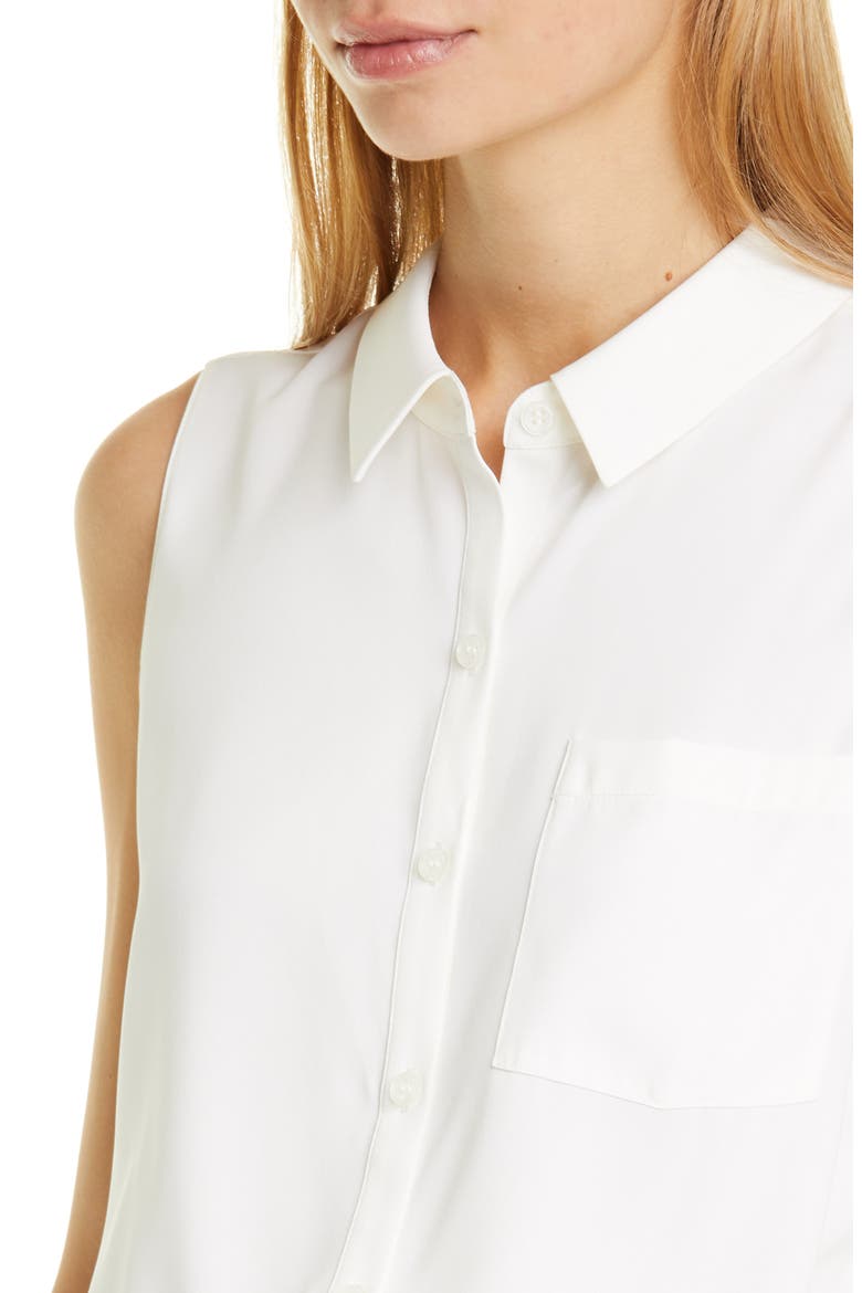 Sleeveless Stretch Silk Shirt, Alternate, color, IVORY CLOUD
