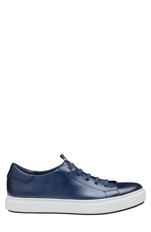 Johnston & Murphy Anson Lace To Toe Sneaker In Navy Hand-stained Calfskin