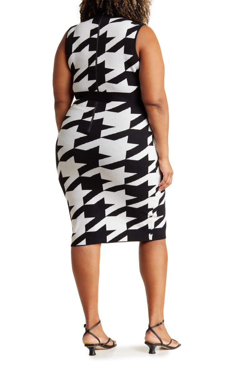 BY DESIGN Talia Houndstooth Bodycon Dress, Alternate, color, Black Combo