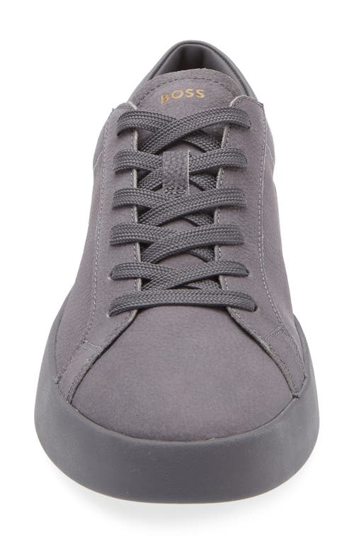 Hugo Boss Boss Belwar Low Top Pebbled Leather Sneaker In Dark Grey