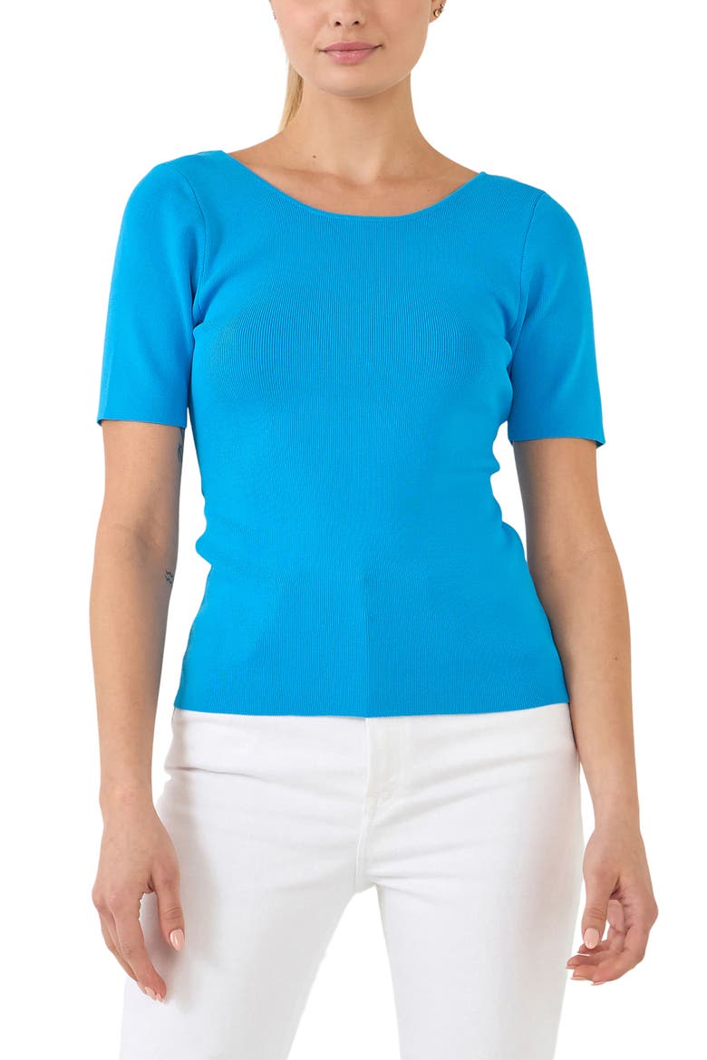 Twist Cutout Back Top, Main, color, SKY BLUE