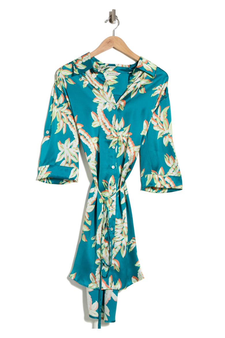 Lei of the Land Sheila Silk Dress, Alternate, color, DEEP SEA