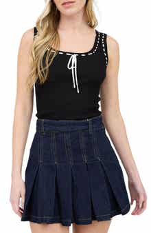 Blu Pepper Stitch Trim Ribbed Tank