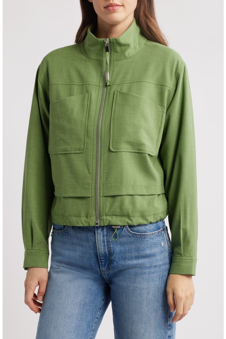 Double Layer Front Zip Jacket, Alternate, color, WILLOW GREEN