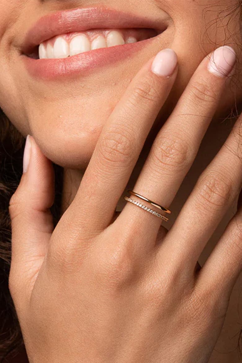 14k Gold Plated Grace Double Band Ring Delicate Trendy Daily, Alternate, color, Gold