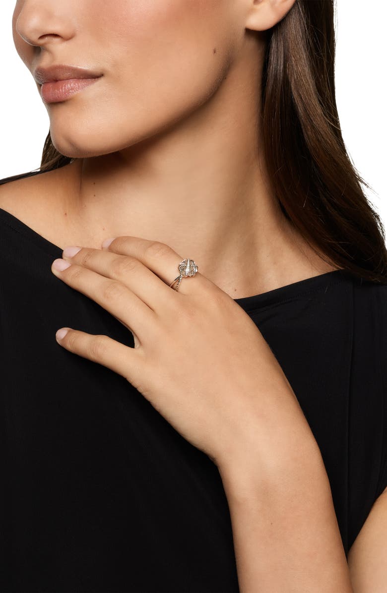 David Yurman Cable Wrap Crystal & Diamond Ring, Alternate, color, Silver Pave