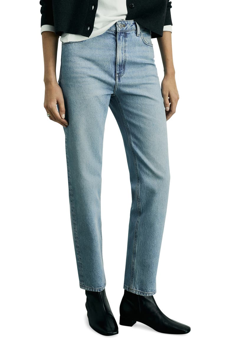 Mom2000 High Waist Straight Leg Jeans, Main, color, MEDIUM BLUE