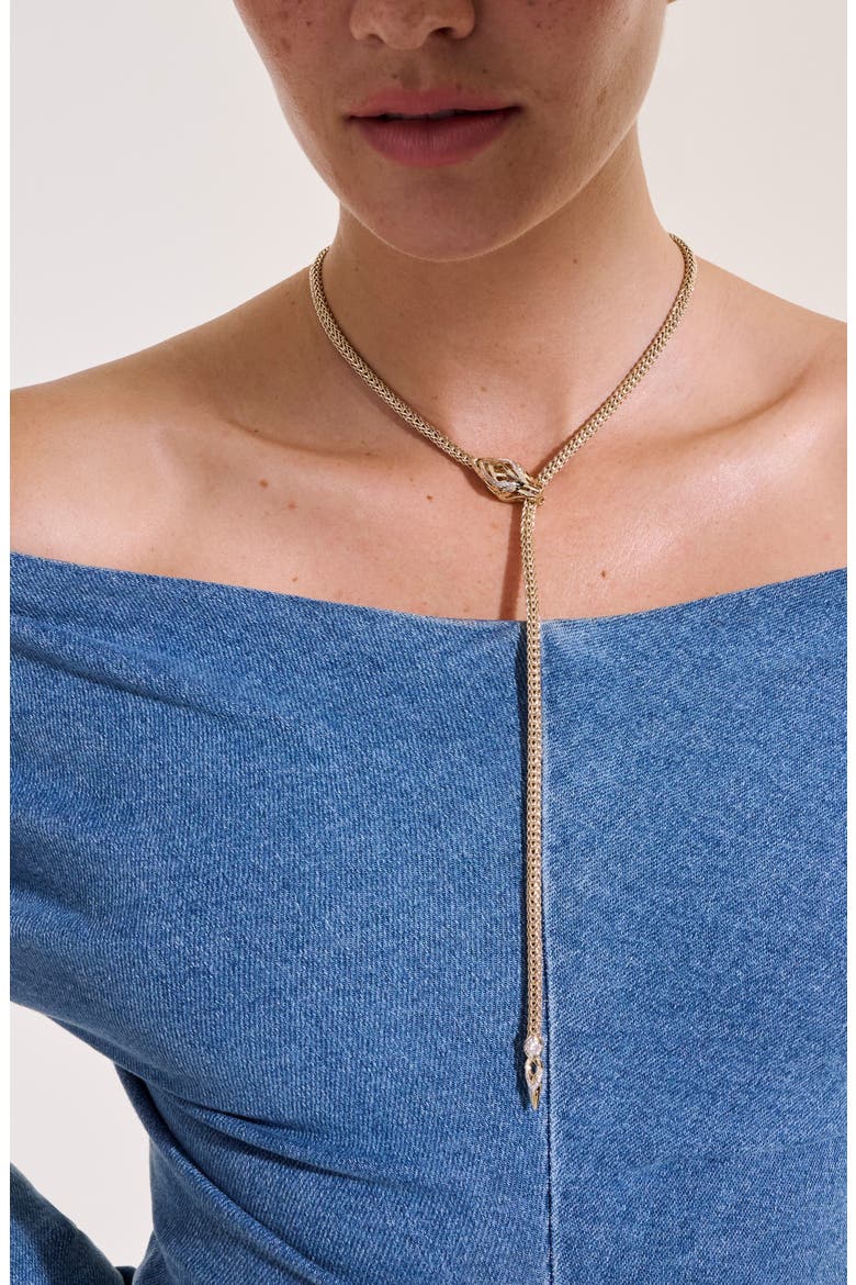 Naga Y-Necklace, 14K Gold, Diamond, Alternate, color, GOLD