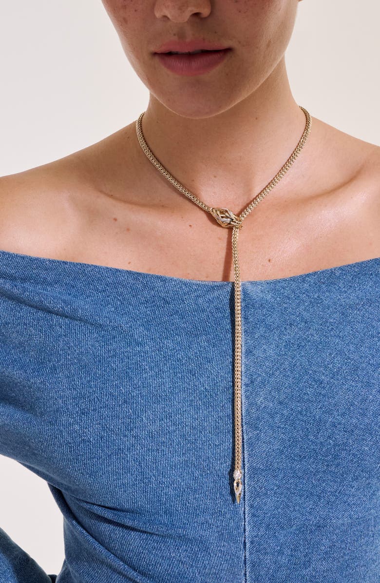 John Hardy Naga Y-Necklace, 14K Gold, Diamond, Alternate, color, Gold