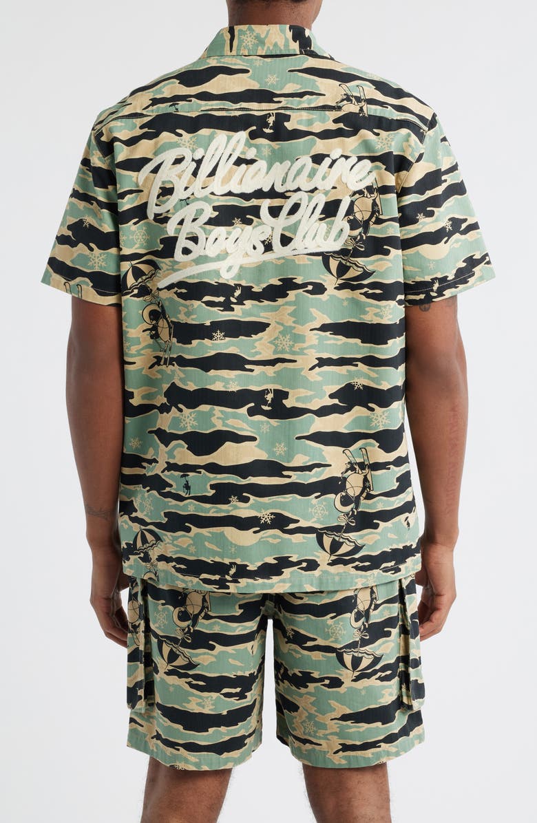 Billionaire Boys Club BB Tiger Camo Cotton Camp Shirt, Alternate, color, Mojave Desert