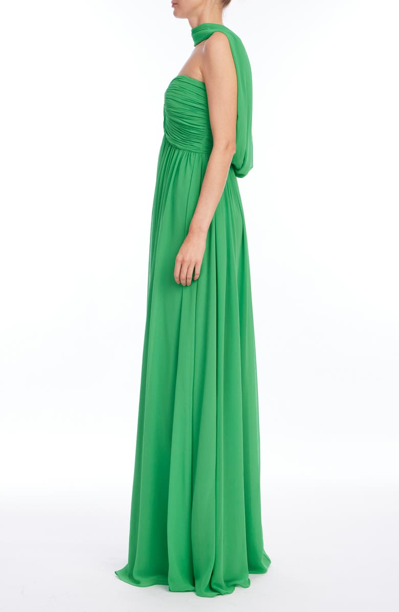 Badgley Mischka Collection Strapless Cap Detail Gown, Alternate, color, Emerald