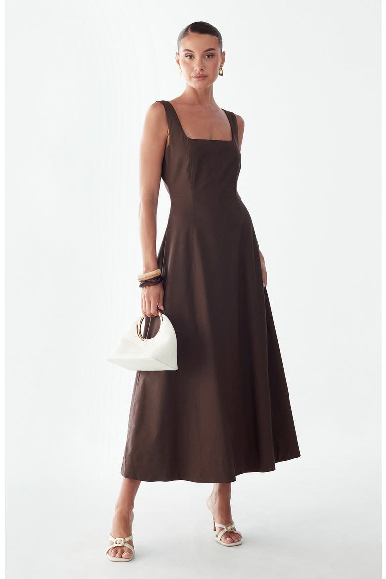 Maizy Midi Dress, Main, color, Chocolate