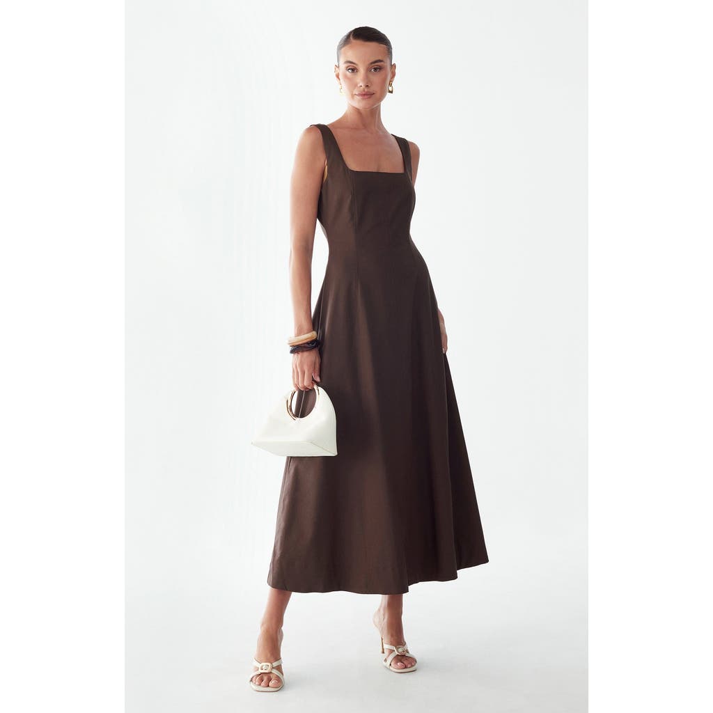ST MRLO Maizy Midi Dress in Chocolate at Nordstrom, Size 6