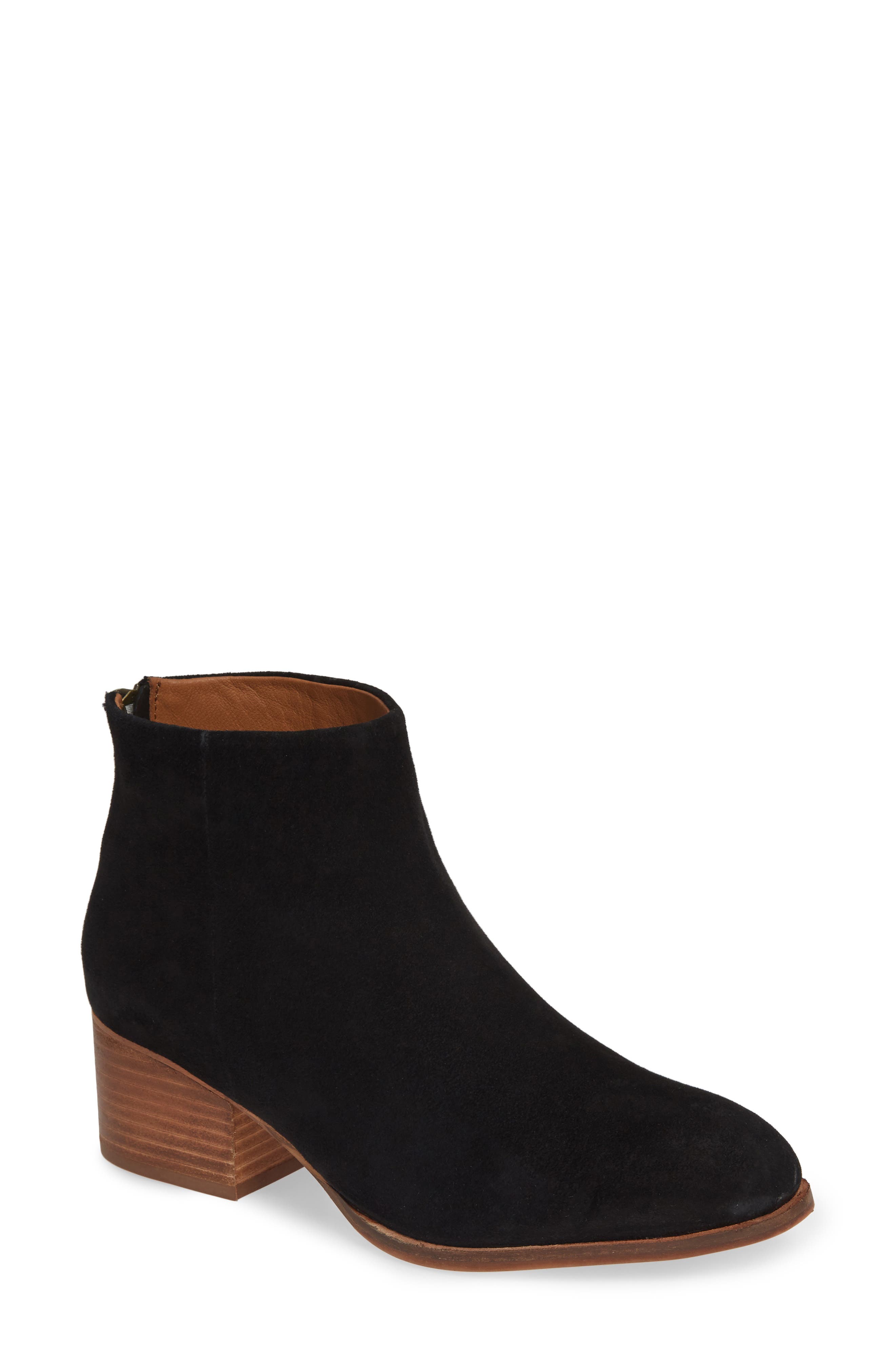 Floodplain Block Heel Bootie, Main, color, BLACK SUEDE