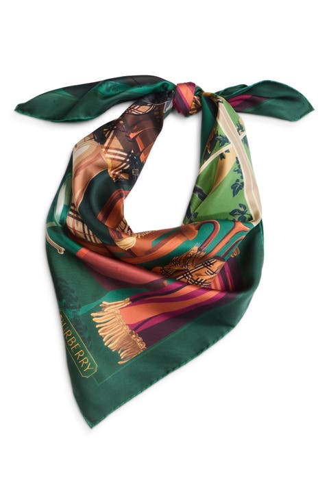 Graphic Print Silk Square Scarf