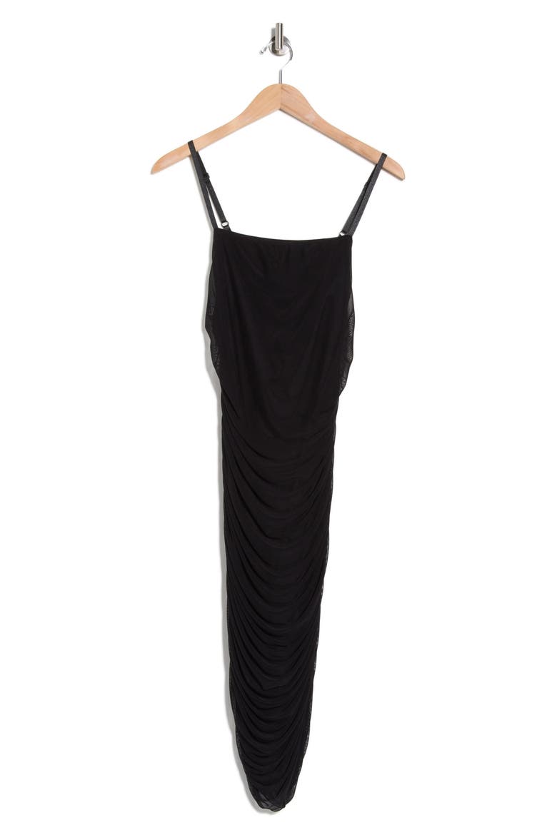 Mesh Floral Midi Dress, Alternate, color, BLACK
