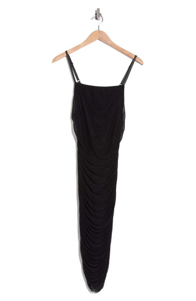 bebe Mesh Floral Midi Dress, Alternate, color, Black