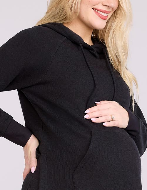 Motherhood Maternity Relaxed Fit Tunic Maternity Hoodie In Black
