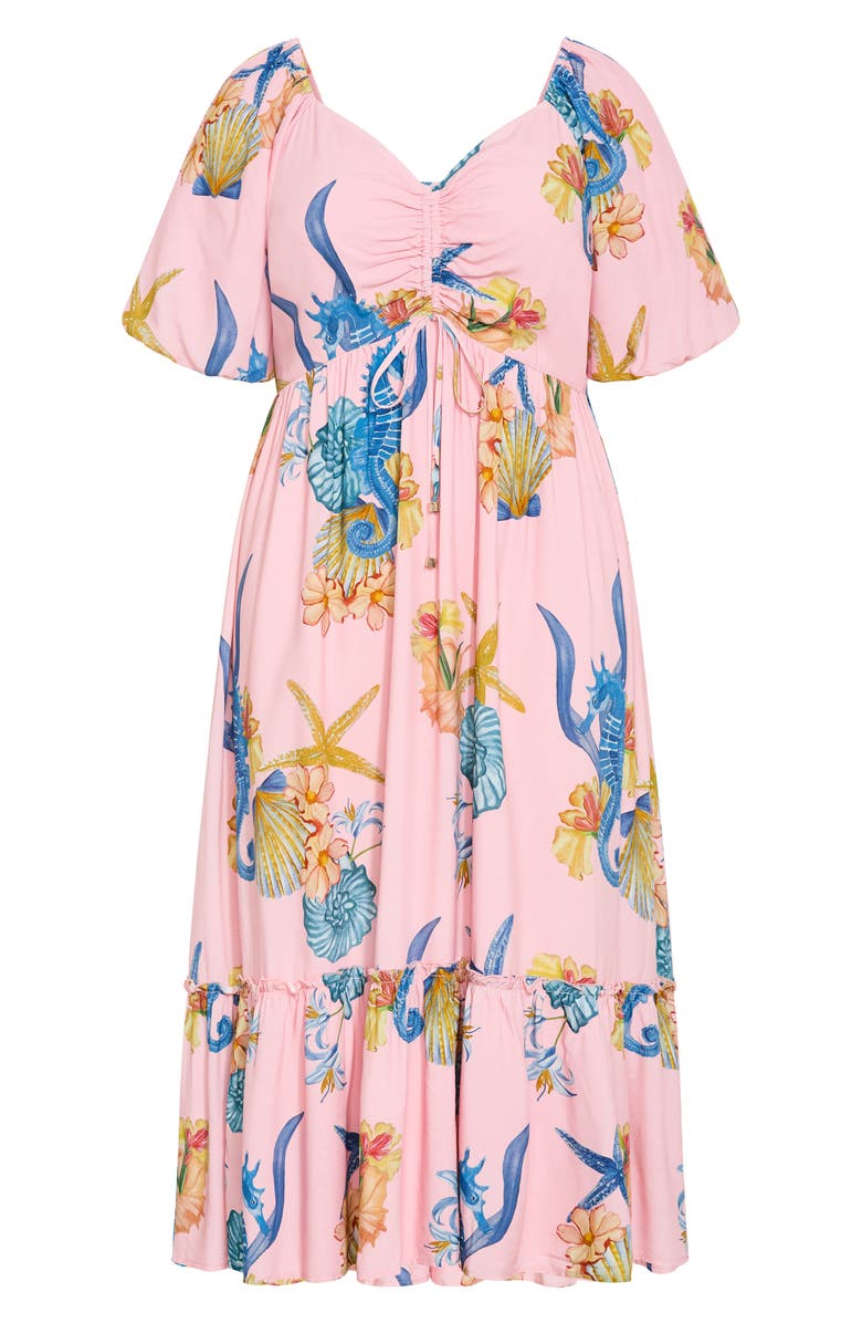 City Chic Giselle Seahorse Print Maxi Dress, Alternate, color, Seahorse Print