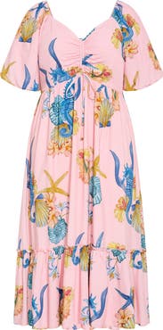 City Chic Giselle Seahorse Print Maxi Dress