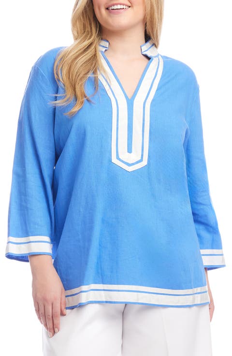 The St. Tropez Linen Blend Tunic Top (Plus)