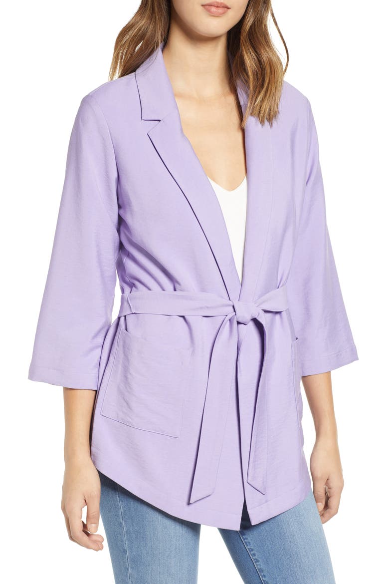 Belted Jacket, Main, color, PURPLE BONNET
