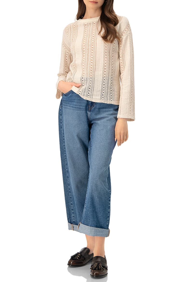 Straight Jacquard Blouse, Alternate, color, Natural