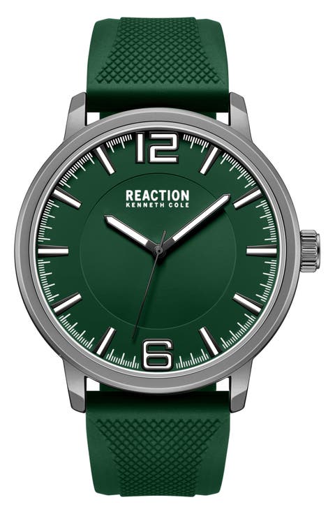 Classic Black Silicone Strap Watch, 44mm