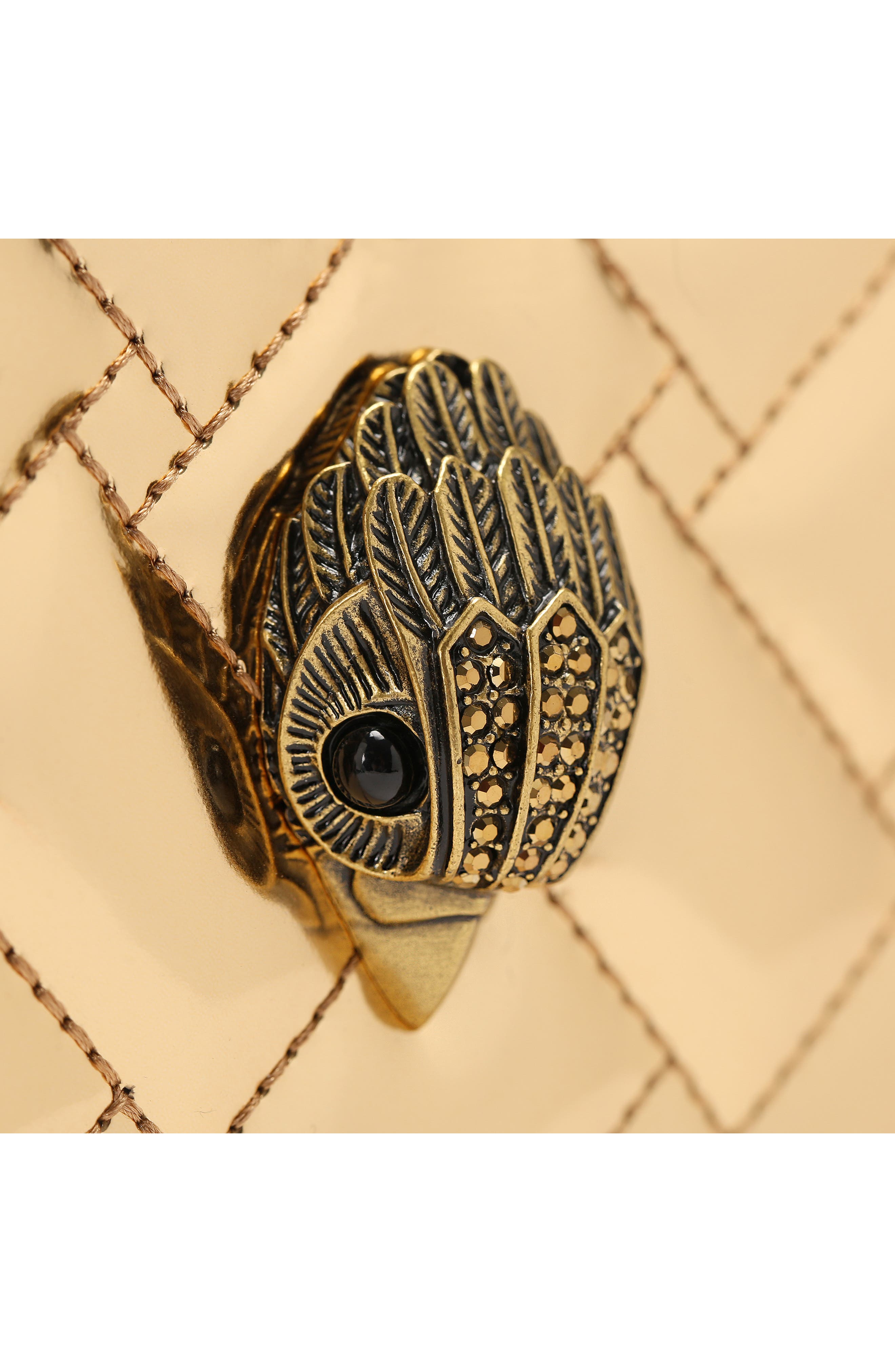 Kurt Geiger London Kensington Heart Quilted Leather Crossbody Bag, Alternate, color, Gold