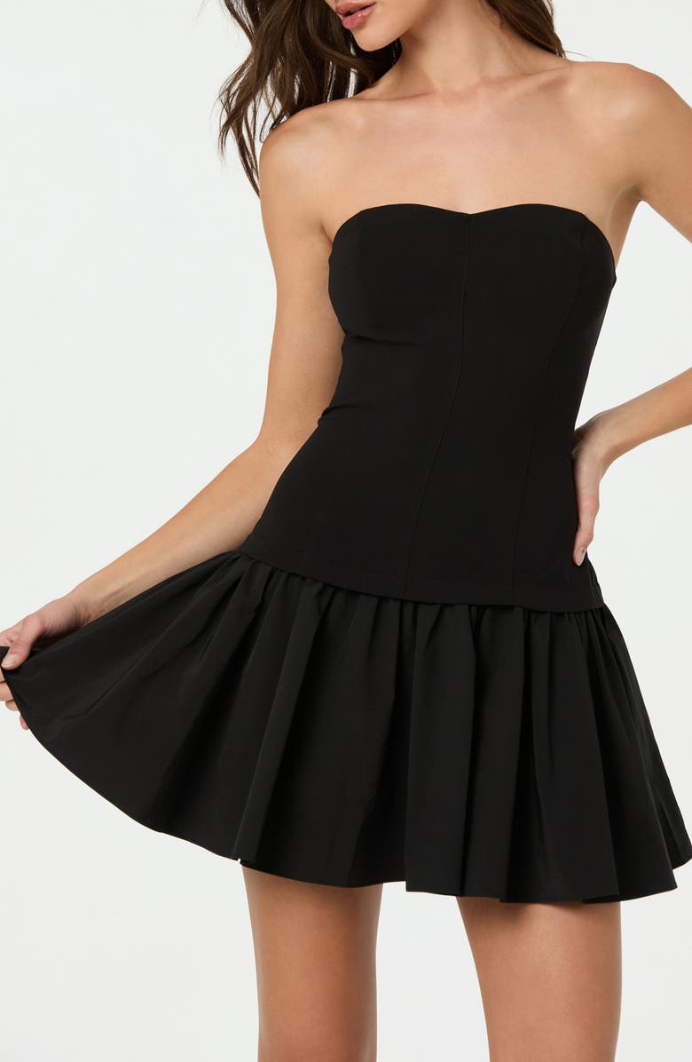 ASTR the Label Strapless Mixed Media Minidress, Alternate, color, Black