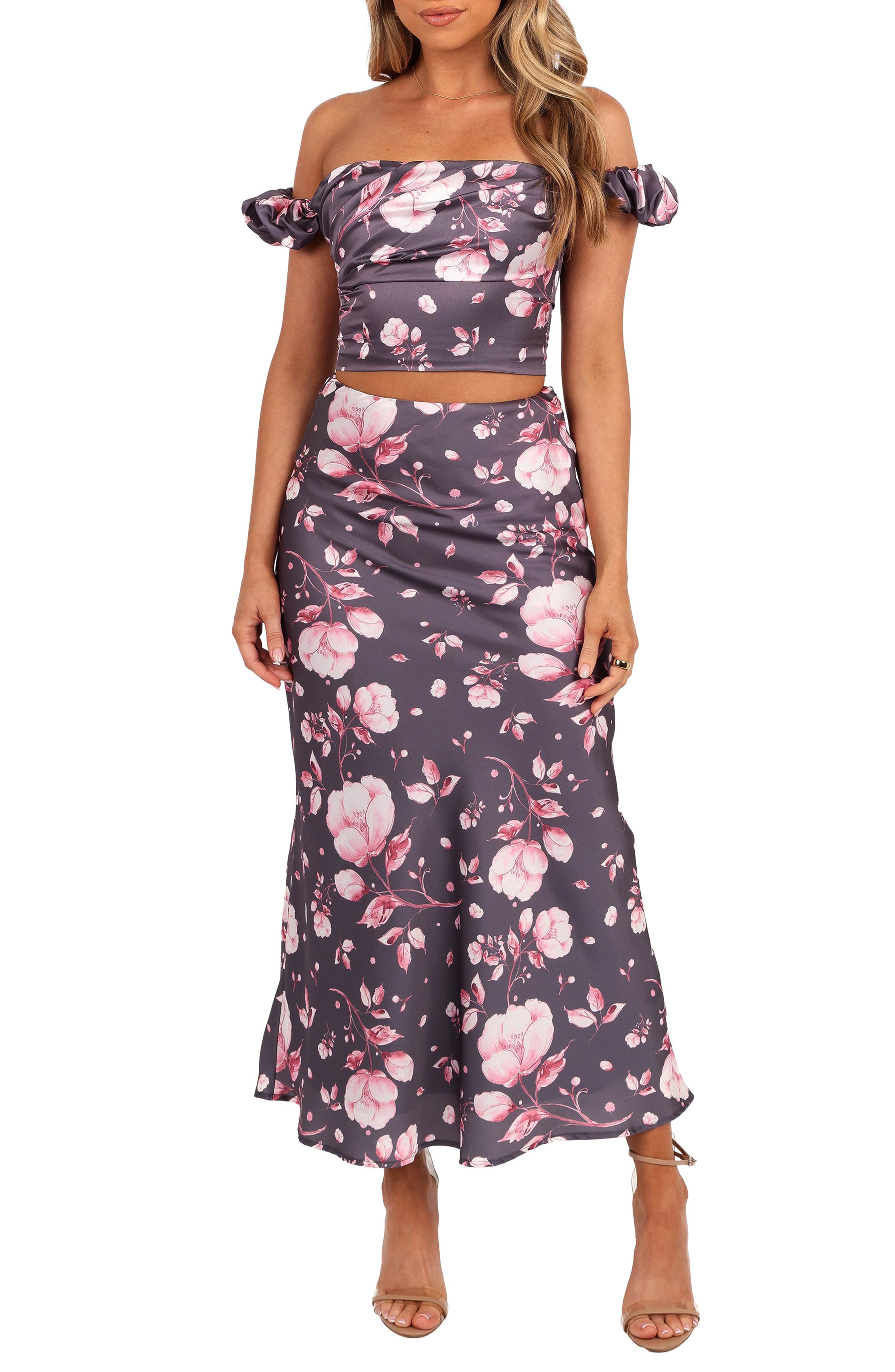 Petal & Pup Arabella Satin Crop Top & Matching Skirt Set