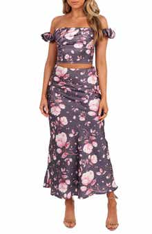 Petal & Pup Arabella Satin Crop Top & Matching Skirt Set