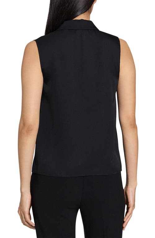 Theory Sleeveless Button Front Silk Top In Black