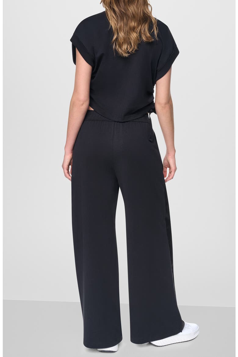 Satin Side Stripe Wide Leg Pants, Alternate, color, BLACK