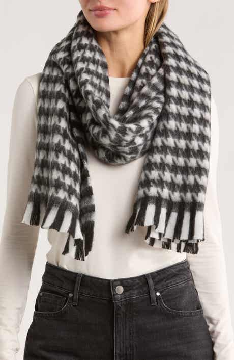 Kate Spade New York painterly houndstooth yarn dyed scarf