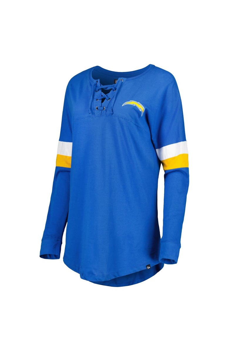 New Era Women's New Era Powder Blue Los Angeles Chargers Athletic Varsity Lightweight Lace-Up Long Sleeve T-Shirt, Alternate, color, Powder Blue
