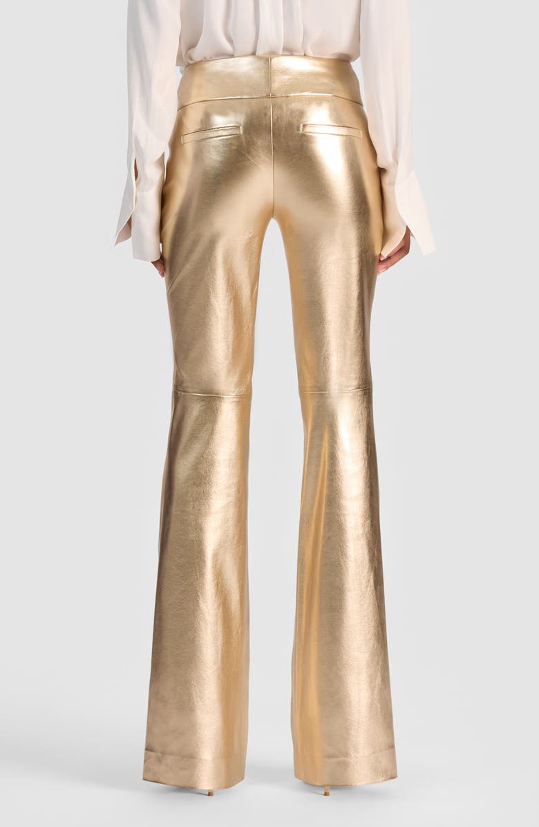 Alice + Olivia Metallic Faux Leather Pants, Alternate, color, Gold