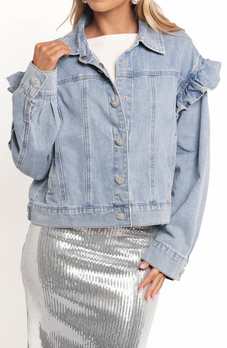 Petal & Pup Hadley Ruffle Denim Jacket, Alternate, color,