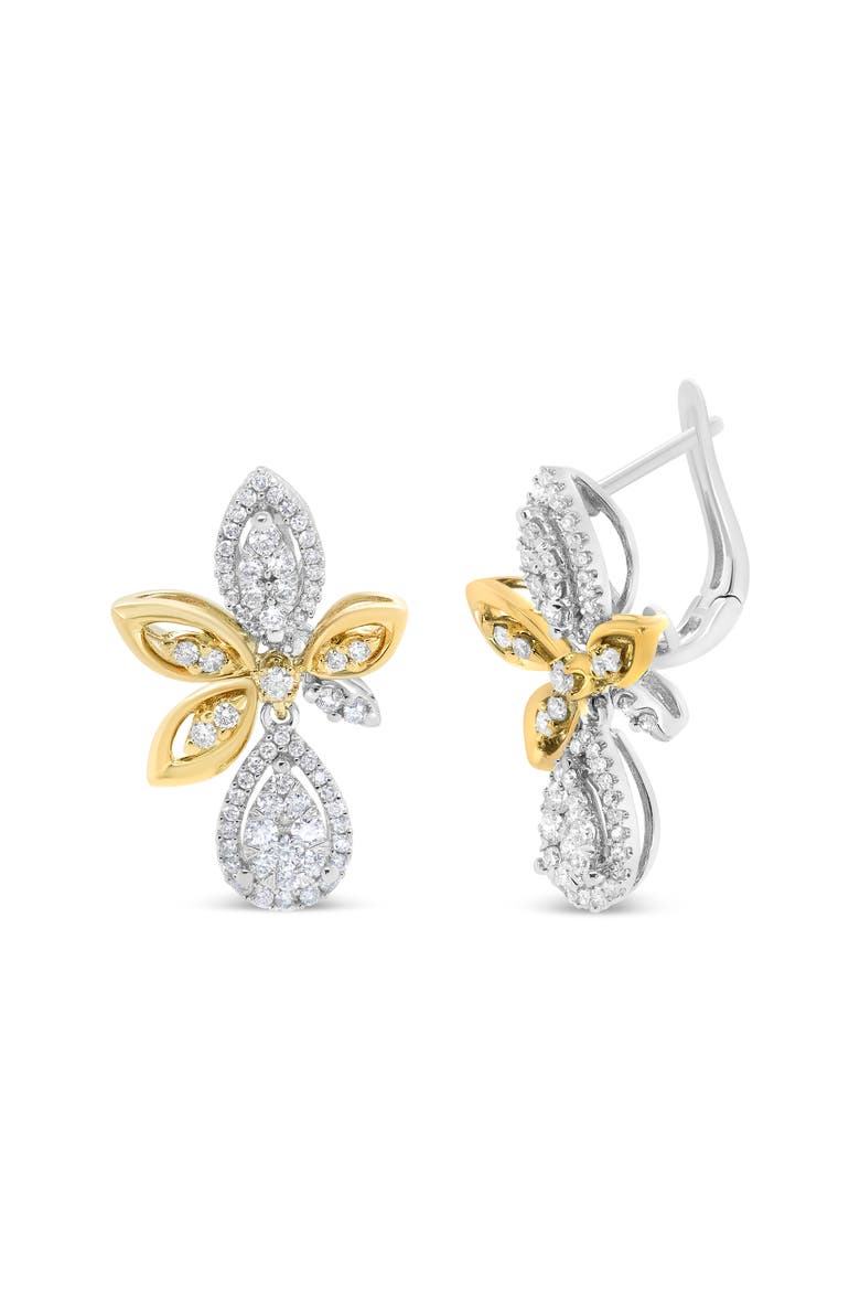 14K Gold 1.00 Cttw Diamond Teardrop Drop Dangle Earrings, Alternate, color, Yellow