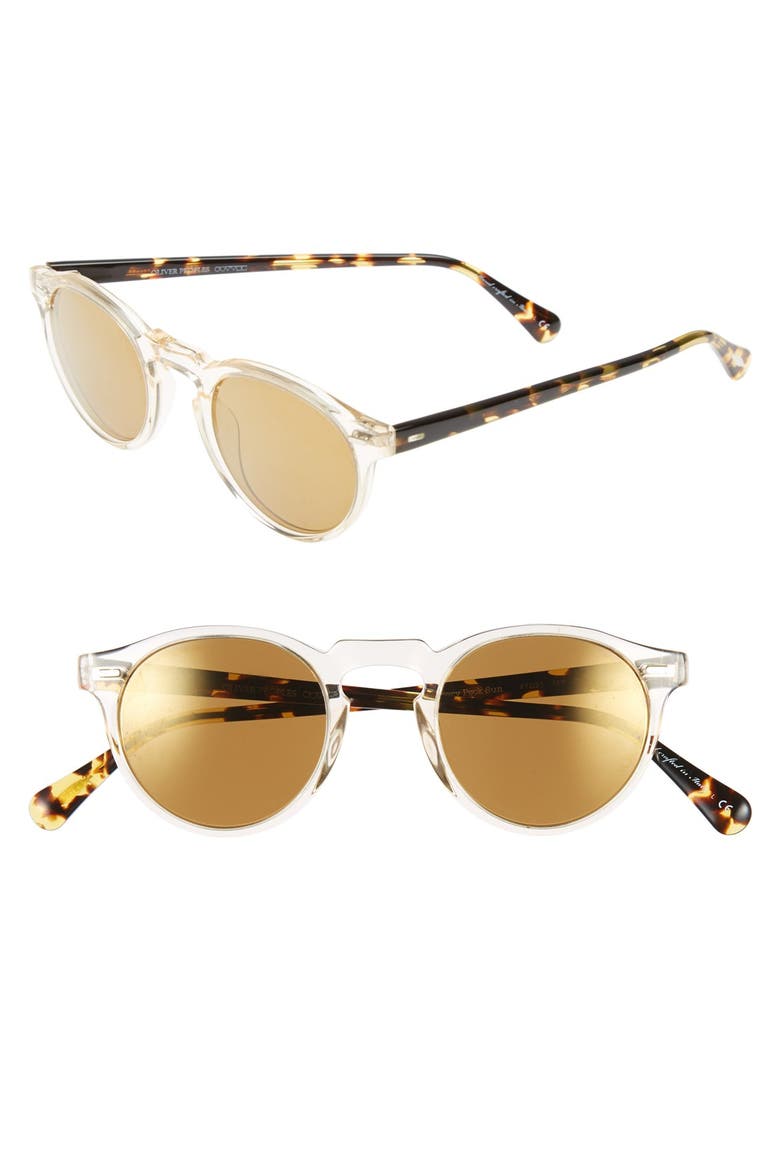 Gregory Peck 47mm Retro Sunglasses, Main, color, YELLOW/ GOLD MIRROR