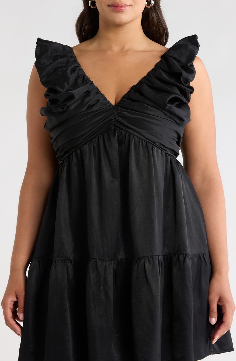 Chelsea28 Tiered Minidress, Alternate, color, Black