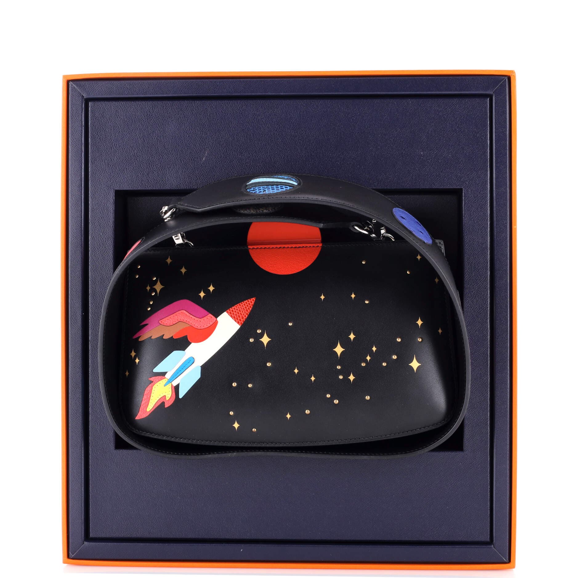 Pre-Owned Hermes Space Sac a Malice Handbag Monsieur with Lizard 23, Alternate, color, Noir