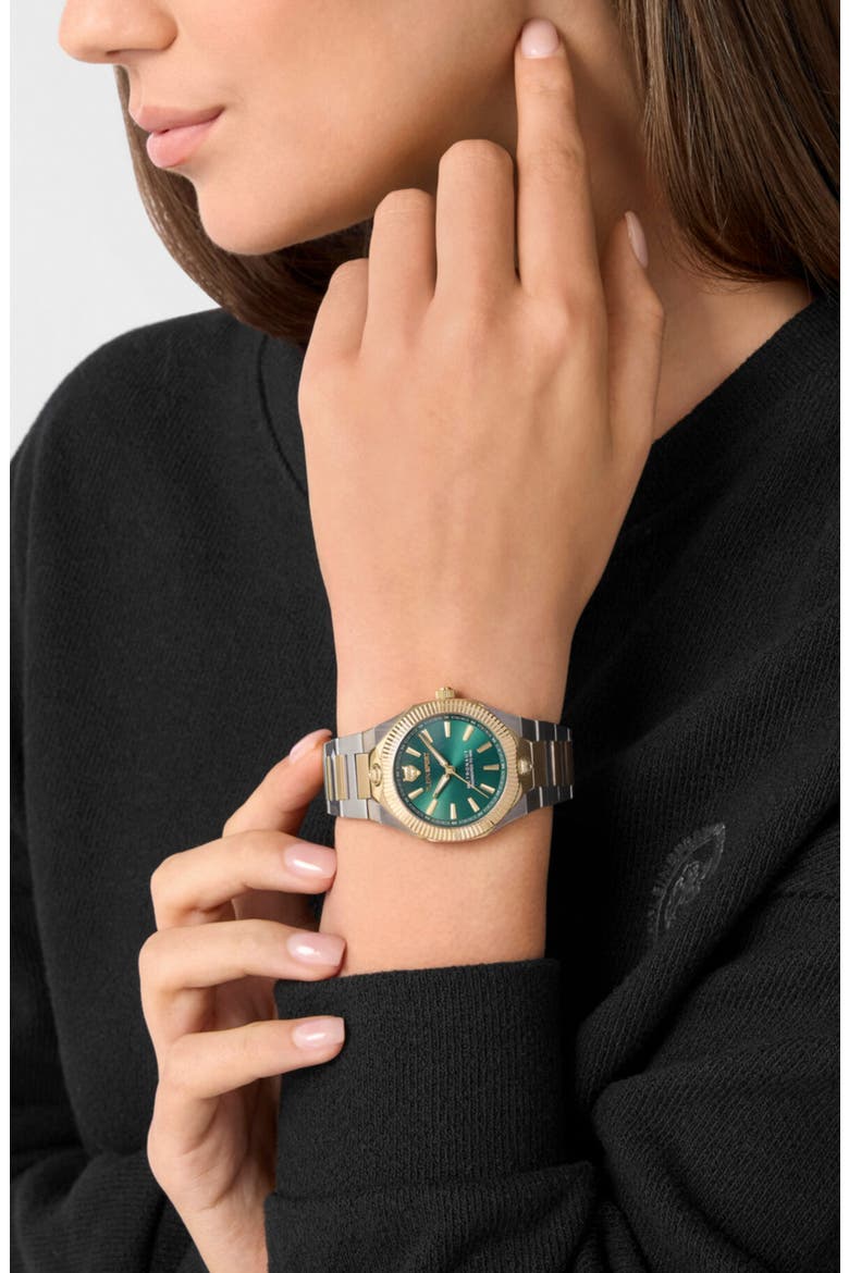 Metronaut Two-Tone Bracelet Watch, 36mm, Alternate, color, GREEN/ TWO TONE