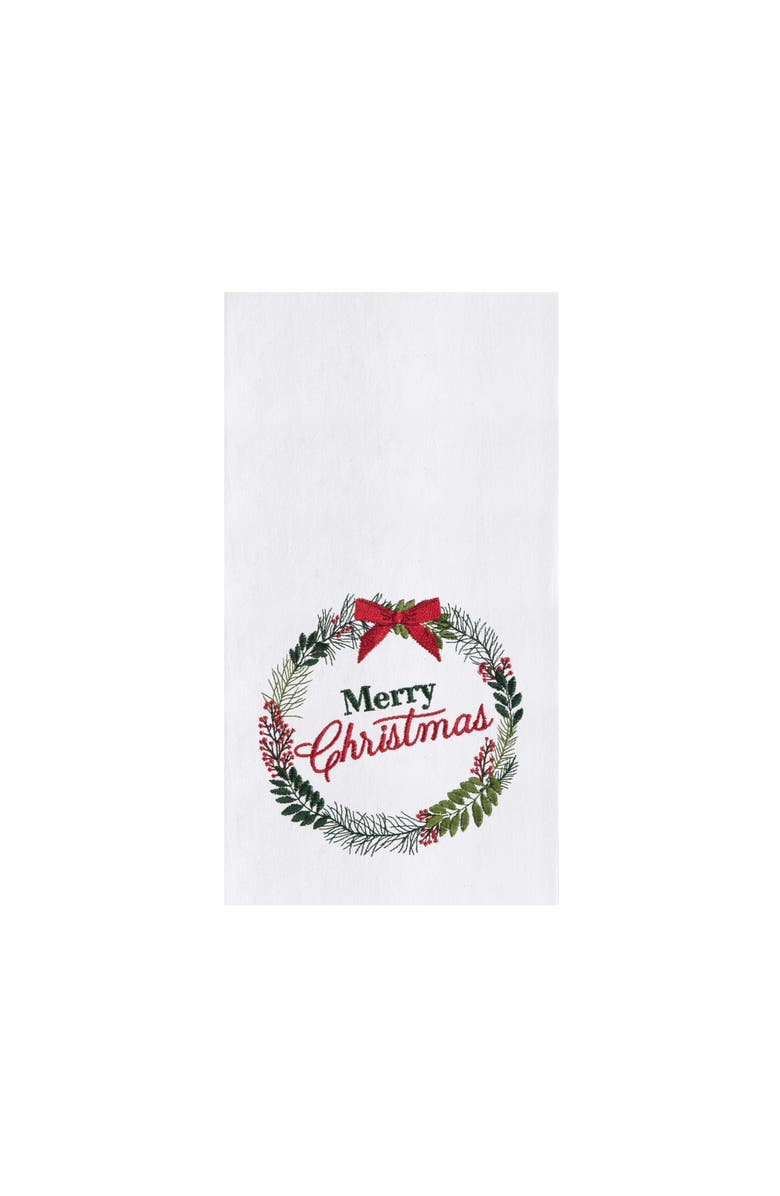 C&F Home Merry Christmas Berry Wreath Towel, Main, color, Green